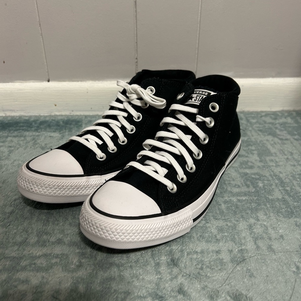 Black and White Mid-Top Converse Sneakers